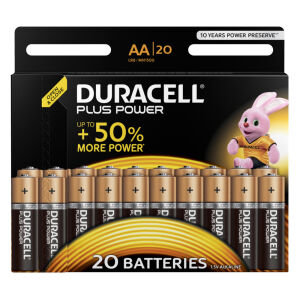 Procter & Gamble Service GmbH DURACELL Plus Power AA Alkaline- Batterie, 1,5 V, LR6, MN1500, mit Duralock-Technologie , 1 Packung = 20 Stück
