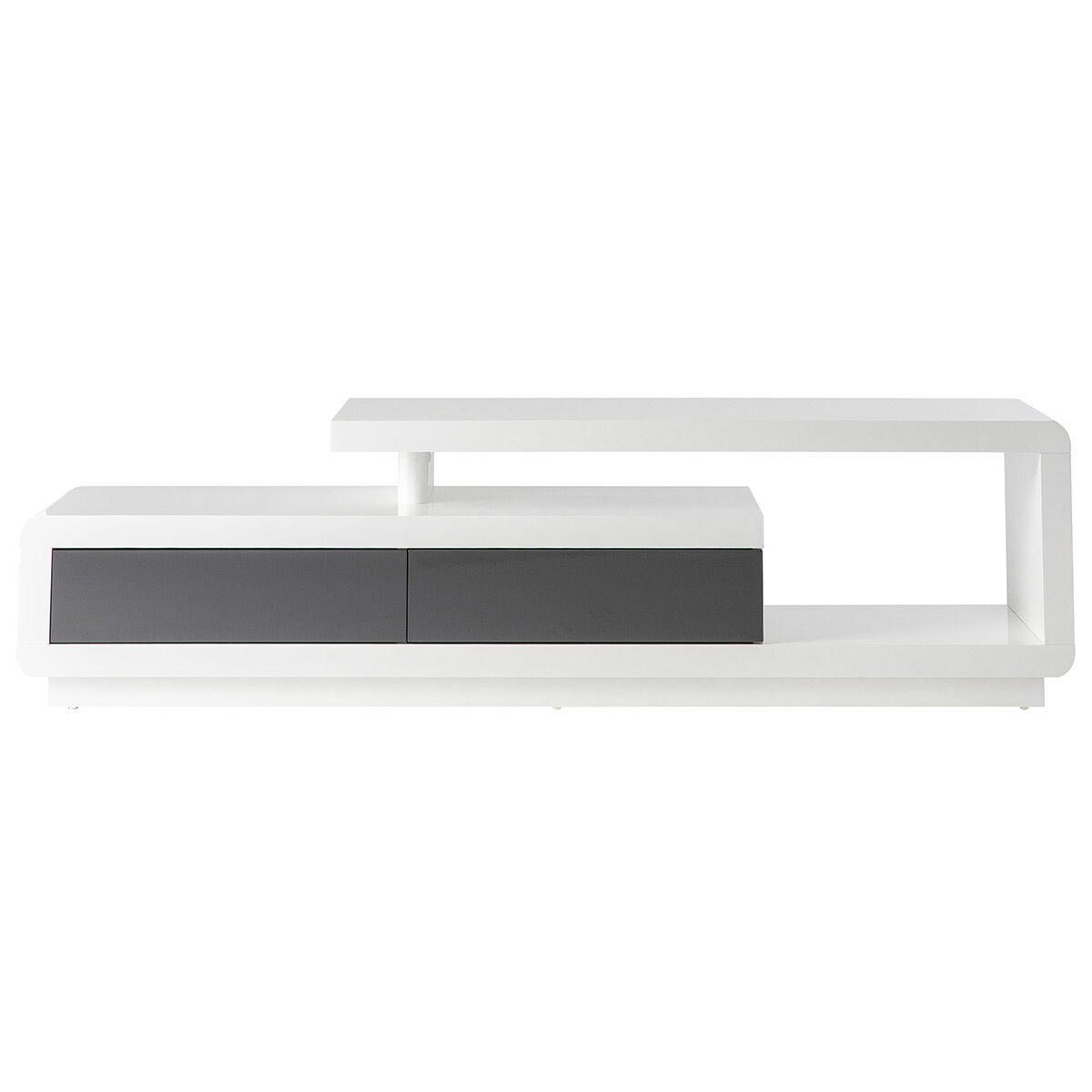 Miliboo Design-TV-Möbel weiß lackiert mit grauen Schubladen ETANA
