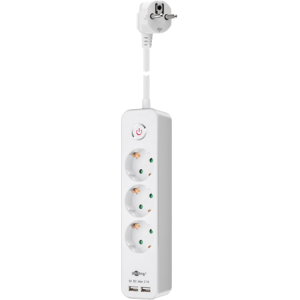 Goobay Stikdåse m. 3 Strømudtag & 2 USB-Porte - 1,5 m