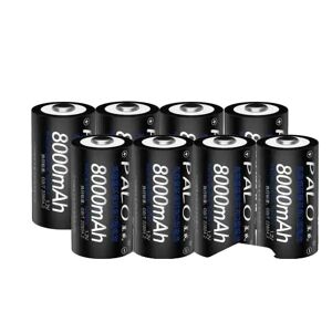 SupplySwap Genopladeligt D-størrelse batteri, 8000mAh kapacitet, Smart hurtigopladningsteknologi, 12V, 8 stk batteri