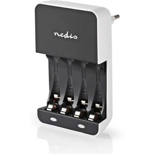 Nedis NiMH batterioplader AA / AAA   1.2 V DC   Opladning   Euro / Type C (CEE 7/16)   Energi fra batteritype: AA / AAA   Hvid / Sort