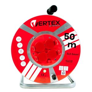 VERTEX PB50METAL Forlængerkabel 50 m 3x2,5 mm 3000 W IP44 Sort