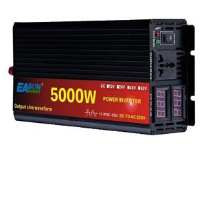 SupplySwap Ren sinusformet inverter, 5000W effektudgang, til brug i bil og med solenergi., 5000W, 24V, 220-240V
