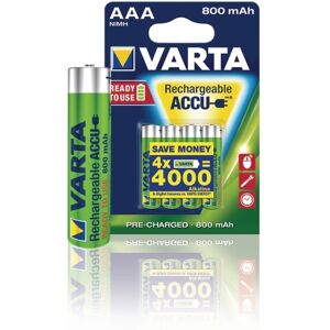 Varta Genopladelige Ni-MH Batteri AAA   1.2 V DC   800 mAh   Forudladet   4-Blister kort