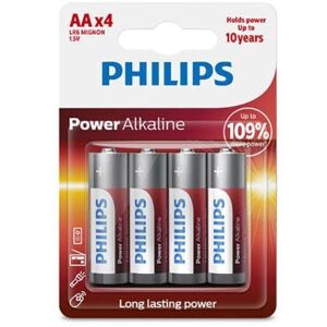 Philips - POWER ALKALINE BATTERI AA LR6 PAKKE 4