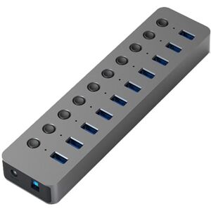 Blueendless USB Splitter Aluminum Alloy QC Fast Charge Expander, Number of interfaces: 10-port (12V4A Power)