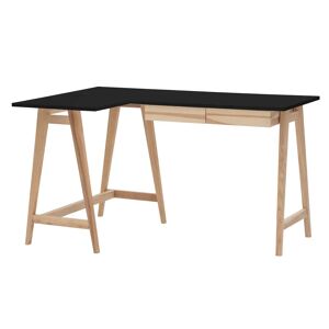 Ragaba Luka Asketræ Hjørneskrivebord B135 X D85cm Sort Venstre Side