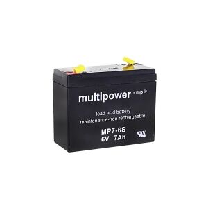 multipower MP7-6S Blybatteri 6 V 7 Ah Blyfleece (B x H x T) 116 x 99 x 50 mm Fladstik 4,8 mm Vedligeholdelsesfri, Lav selvafladning