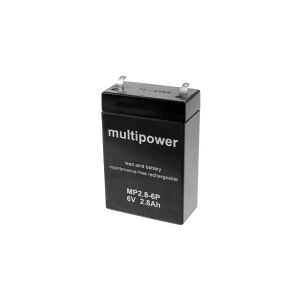 multipower MP2,8-6P Blybatteri 6 V 2.8 Ah Blyfleece (B x H x T) 66 x 104 x 33 mm Fladstik 4,8 mm Vedligeholdelsesfri, Lav selvafladning