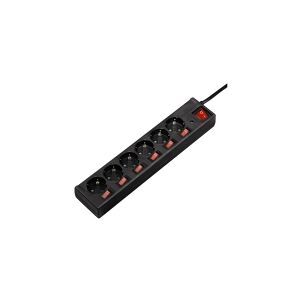 Hama 6-Way Power Strip with Switch and Child Protection - Stikdåse - AC 230 V - output-stikforbindelser: 6 - 1.4 m ledning - sort