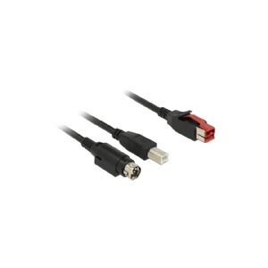 Delock - Forstærket USB kabel - USB PlusPower (24 V) (han) til USB Type B, Power mini-DIN (han) - 24 V - 3 m - sort