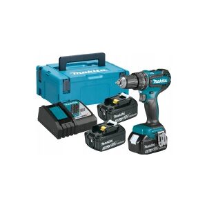 Makita DHP485RF3J - Hammerbor/skruemaskine - ledningfri - 2-hastigheders - nøgleløs borepatron 13 mm - 50 N·m - 3 batterier, inkluderet oplader - 18 V