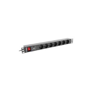 Lanberg PDU-07F-0200-IEC-BK - Strømfordelingsenhed (rackversion) - AC 220-250 V - 2500 Watt - 1-faset - input: IEC 60320 C14 10 A - output-stikforbindelser: 7 (7 x Type F) - 1U - 19 - 2 m ledning - sort