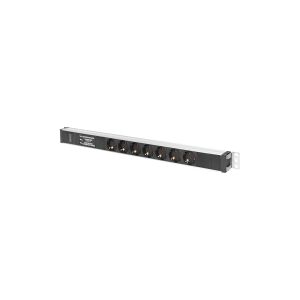 DIGITUS - Stikdåse (rackversion) - AC 230 V - 4000 Watt - 3600 VA - 1-faset - input: power CEE 7/7 - output-stikforbindelser: 7 (7 x CEE 7/3) - 0U - 2 m ledning