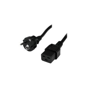StarTech.com 2m (6ft) Computer Power Cord, 16AWG, EU Schuko to C19 Power Cord, 16A 250V, Black Replacement AC Cord, TV/Monitor Power Cable, Schuko CEE 7/7 to IEC 60320 C19 Power Cord - PC Power Supply Cable - Strømkabel - IEC 60320 C19 til power CEE 7/7 (