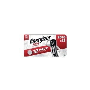 Knapcellebatterier Lithium CR2016, Energizer, pakke a 12 stk.
