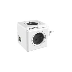 Allocacoc PowerCube original usb - Strømfordelingsenhed - AC 250 V - output-stikforbindelser: 4 (2 x USB, 4 x strøm Type E) - Frankrig - trækvognsgrå