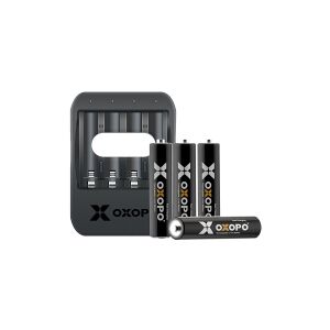 APO OXOPO XS series - 1 time USB-batterioplader - (for 4xAAA) + batteri 4 x AAA - Li-Ion