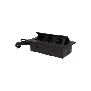 Orno Socket recessed into the countertop Orno 3x2P + with a thick rim, 1.5m cable 3x1.5mm2 OR-AE-1338/B, black