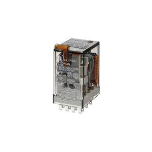 FINDER Industrirelæ 7A (15A), 4CO, 24VAC for sokkel serie 94. Låsbar testknap, LED (AC) og mekanisk indikator.
