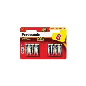 Panasonic Pro Power AA, Engangsbatteri, AA, Alkaline, 1,5 V, 8 stk, Sort, Guld, Rød