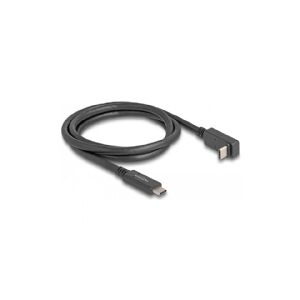 Delock - USB-kabel - 24 pin USB-C (han) til 24 pin USB-C (han) vinklet - USB 3.2 Gen 2 - 3 A - 1 m - USB Power Delivery (60W), 4K144 Hz (3840 x 2160) support, op til 10 Gbps datatransferhastighed, DP Alt-tilstand support, E-marker - sort