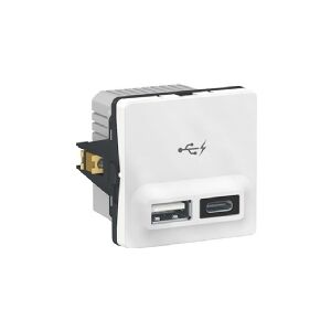 LAURITZ KNUDSEN LK FUGA USB A+C lader 2,4A, 1 modul, Hvid, DETAILFORPAKNING