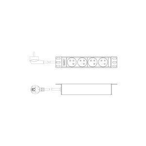 DIGITUS - Strømfordelingsenhed (rackversion) - AC 230 V - 4000 Watt - input: power CEE 7/7 - output-stikforbindelser: 4 (CEE 7/5) - 1U - 10 - 2 m le