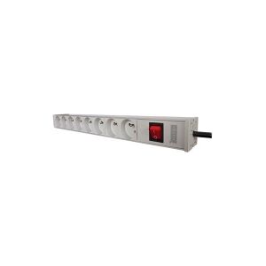 DIGITUS Professional A-19-STRIP-2-IMP - Strømfordelingsenhed (rackversion) - AC 250 V - input: strøm - output-stikforbindelser: 8 - 1U - 19