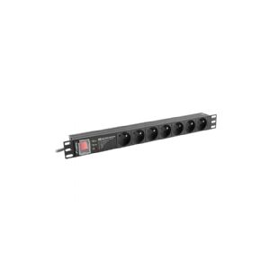 Lanberg - Strømfordelingsenhed (rackversion) - AC 220-250 V - 4000 Watt - input: Type E - output-stikforbindelser: 7 (Type E) - 1U - 19 - 2 m ledning - Frankrig - sort