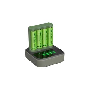 GP Batteries GP Battery GP ReCyko B4D45 4 kartu LCD 4 prievadu prijungimo jungtis + 4 x AA NiMh 2100 mAh