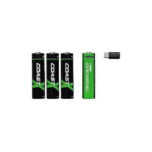 Lakuda ApS Coast batteri 1,5V - AA, Li-Ion genopladelig 2400 mAh, USB-C kabel, pakke a 4stk