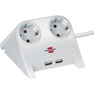 Bordstikdåse 2 Udtag - Schuko Eu Jord - 2 X Usb - Hvid