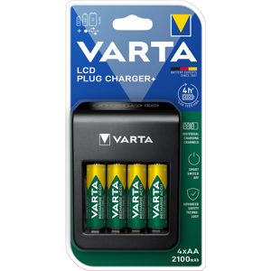 Varta Lcd Batterioplader Inkl. 4xaa Batterier 2100mah-Usb-A Port