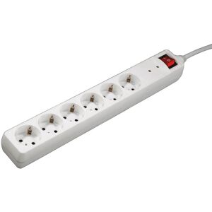 Hama Stikdåse 6 Udtag - Afbryder - Schuko Eu Jord - Hvid - 1.4 M