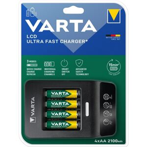 Varta Lcd Ultra Hurtig Batterioplader Aa/aaa Inkl 4xaa Batterier