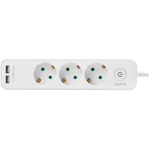 Stikdåse 3 Udtag - 2x Usb - Schuko Eu Jord - Hvid - 1.5 M