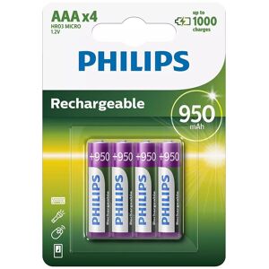 Philips R03b4a95 Genopladeligt Batteri - Aaa - 950 Mah - 4 Stk