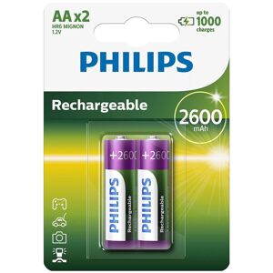 Philips R6b2a260 Genopladeligt Batteri - Aa - 2600 Mah - 2 Stk