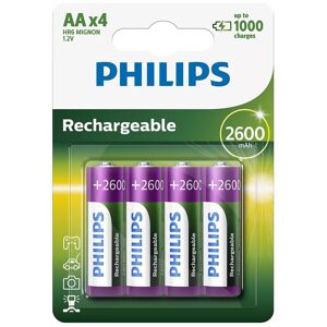Philips R6b4b260 Genopladeligt Batteri - Aa - 2600 Mah - 4 Stk
