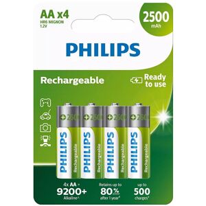 Philips R6b4rtu25 Genopladeligt Batteri - Aa - 2500 Mah - 4 Stk