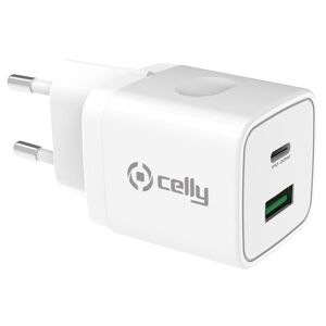 Celly 230v Oplader - 1x Usb-C Pd / 1x Usb-A - 20w - Hvid