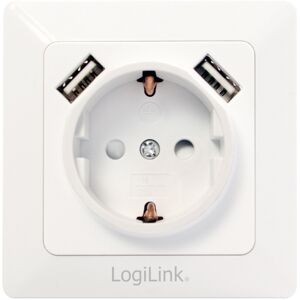 Logilink 230v (Schuko) Stikkontakt - 2 X Usb-A - Hvid