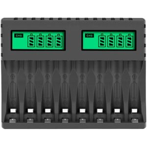 8-slot batterioplader med LCD-skærm Intelligent til AA/AAA NiCd NiMh genopladelige batterier Oplader aa aaa oplader