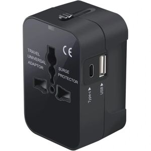 Rejseadapter med 1xusb og 1xusb-c strømadapter til Canada til USA, uk, eu, au, asien