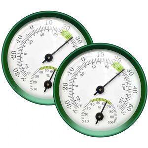 Unbranded 2 stk Grønt termohygrometer selvklæbende vinduestermometer Analogt Udendørs Havevindue Termometer,
