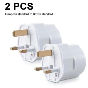 2x Rejseadapter Adapterstik Til England - Rejsestik Power Eu To Uk Socket - Rejsestik Hvid - Perfet
