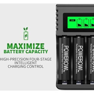 Unbranded Genopladelig batteri-hurtigoplader, LCD til Ni-MH/Ni-CD AA/AAA, uafhængig slot og USB-hurtigopladning