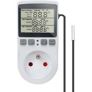 Stikkontakt termostat Digital temperaturregulator Opvarmning Køling med sonde, LCD Socket Temperaturregulator Timer