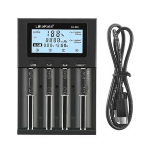 Galaxy Liitokala Lii-m4 4 pladser Batteriladdare Med LCD-skærm For 18650 26650 14500 Aa Aaa Lithium Nimh Batteri Smart Opladningsbar Batteriladdare